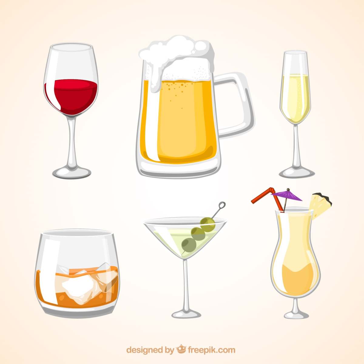 imagem de diferentes tipos de bebida alcoólica relacionando com álcool e câncer